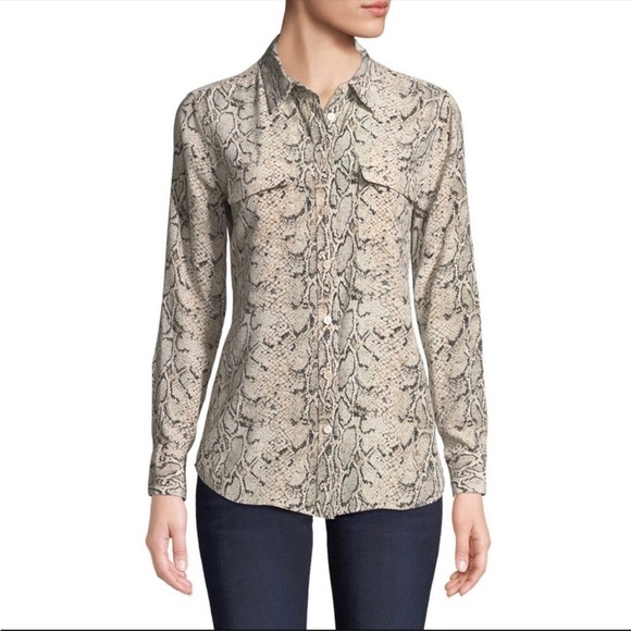 Equipment Snakeskin Print Silk Button Down Blouse - Picture 3 of 6